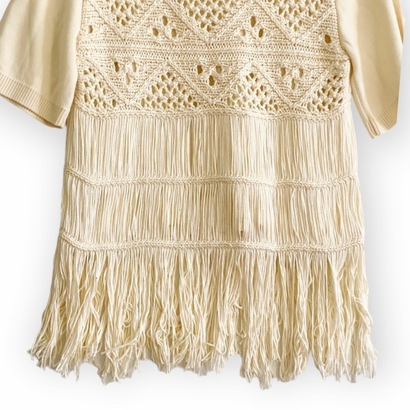 NWT Jonathan Simkhai  Delphine Macrame Knit Sweater, Ivory, Size S - Picture 5 of 16